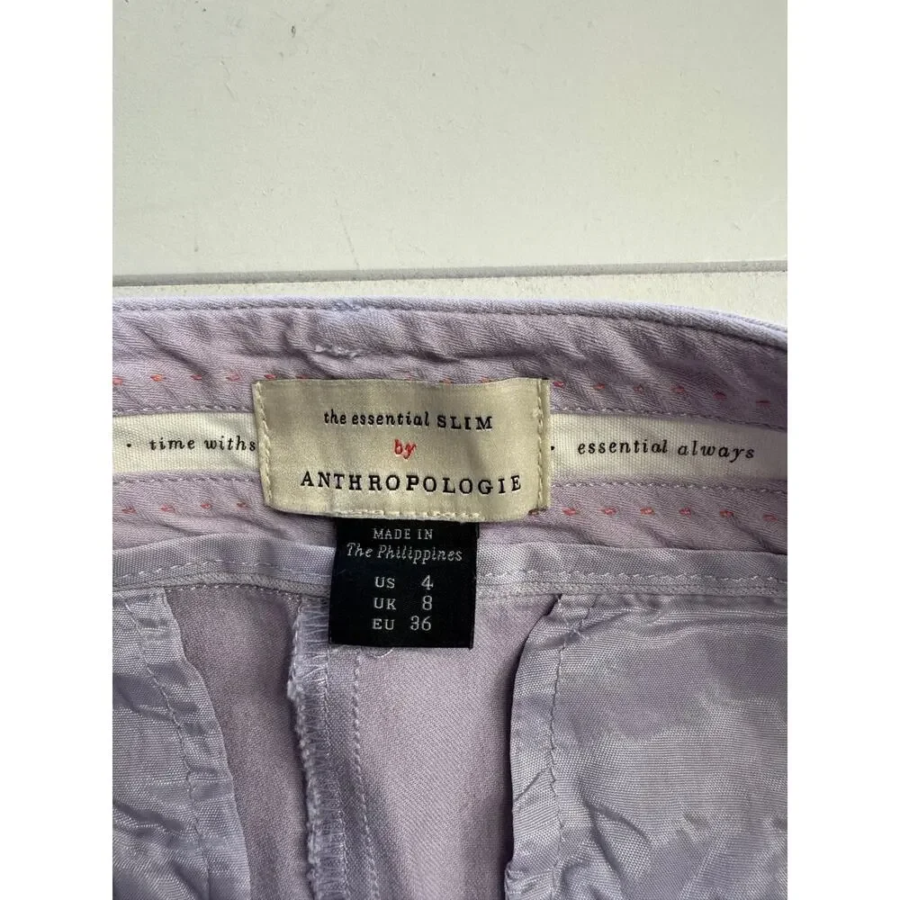 By Anthropologie The Essential Slim Purple Lavender Trousers Womens Size 4 - Picture 4 of 8